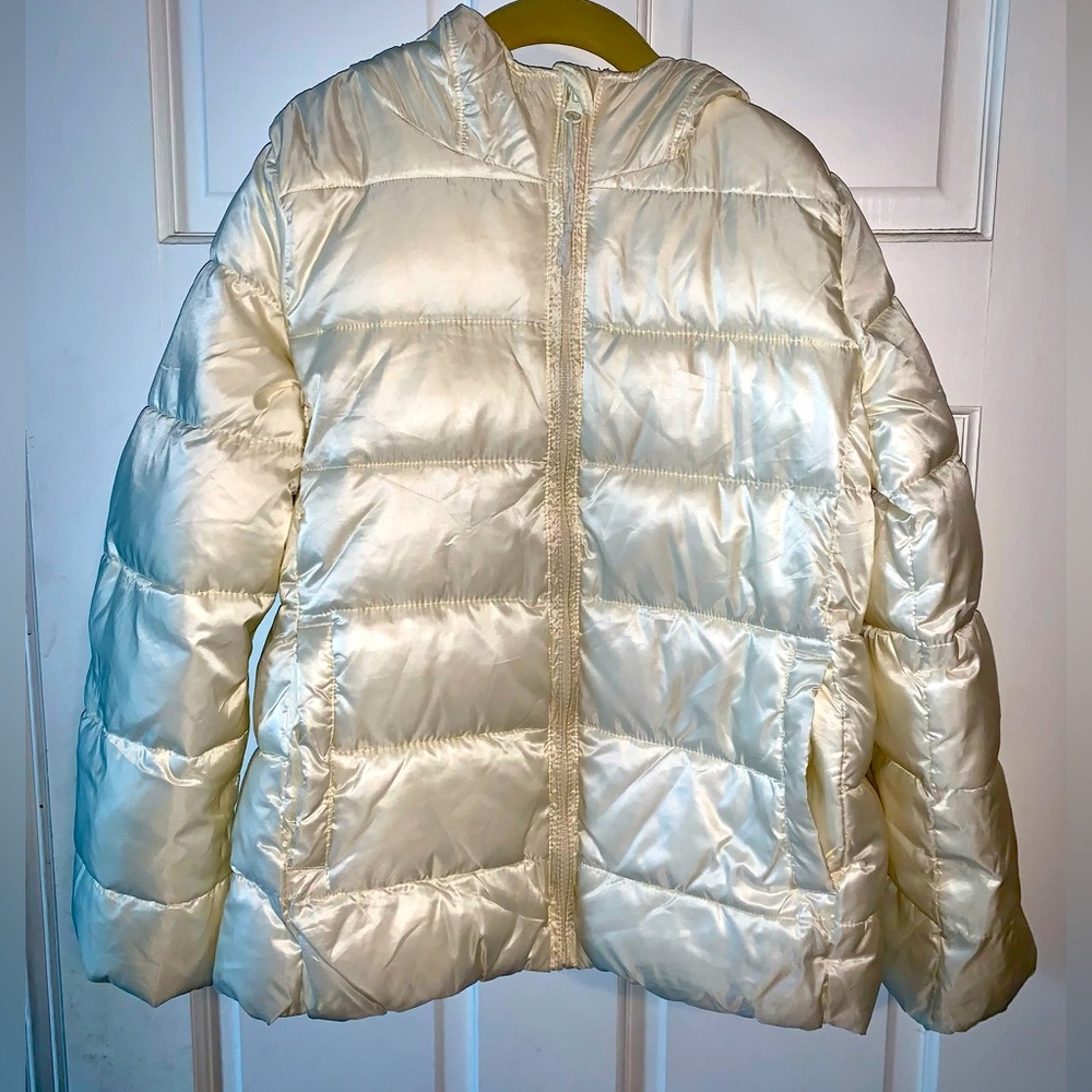 Gap Kids White Puffer PrimaLoft Hooded Puffer Coat NWOT